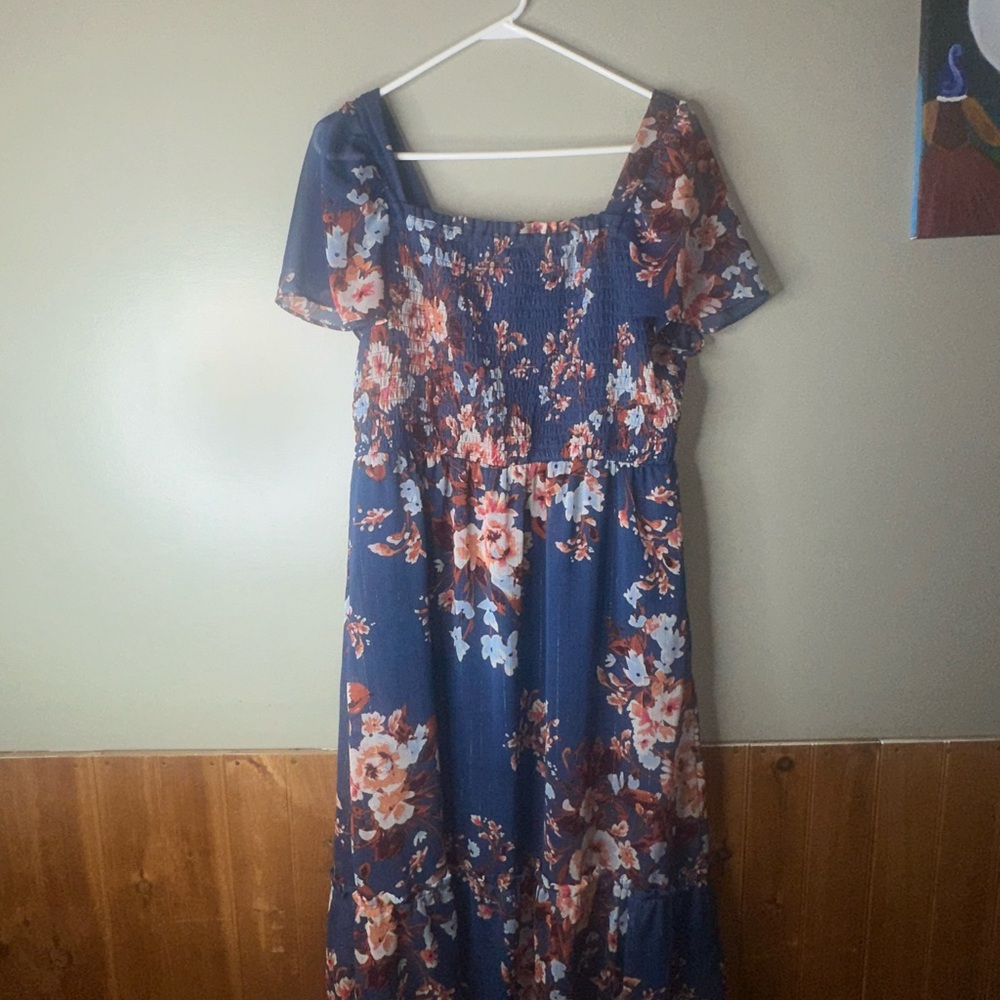 LC Lauren Conrad Navy Floral Dress